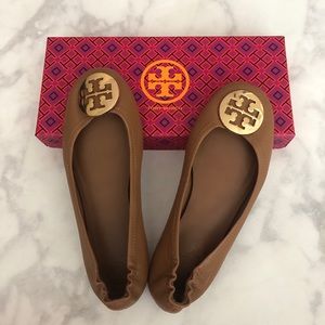 Tory Burch Minnie Travel Ballet Flats Royal Tan
